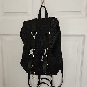 ZARA Black Backpack with Silver Accents